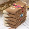 5 Pairs Winter Camel Cartoon Pattern Mid-Calf Thick Fleece-Lined Warm Polyester Spandex Knit Socks for Women