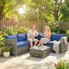 Four-Piece Rattan Sofa Set - Blue