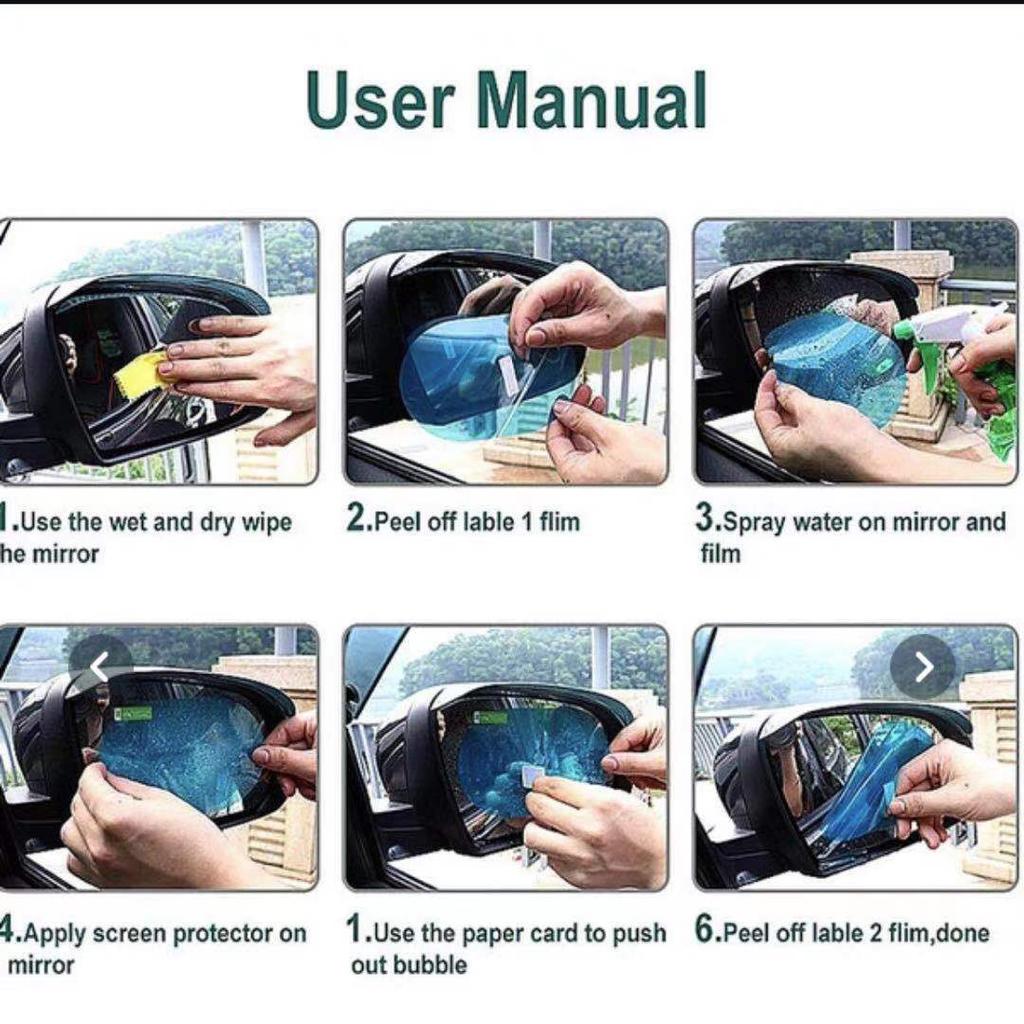 Bil Bakspeil Klistremerke Regntett Vanntett Antidugg Film Rund Firkantet Universell Motorsykkel Speil Antirefleks Film