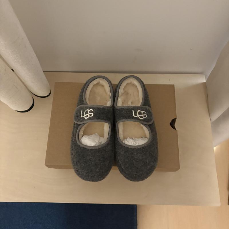 

[] Leather lamb wool edamame cotton shoes women wear winter velvet flat-bottomed cute Mary Jane single shoes 40 темно-сірий