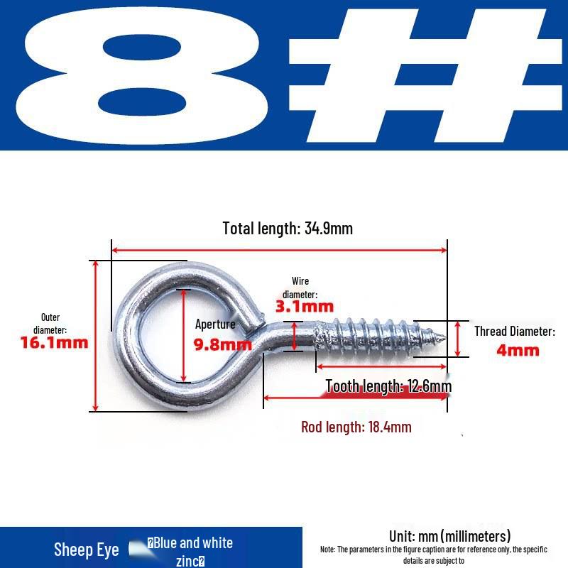 Sheep Eye Nail Hook with Ring, Self-Tapping Wood Screw, 9-Shaped Question Mark Lamp Hook for Windows.