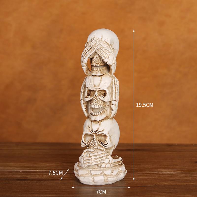 Candlestick Skeleton Resin Figurine Statues Model Halloween Skull Gift Decor