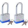Keyed Alike Laminated Steel Padlock 1-9/16-inch(40mm) with Hardened Long Shackle Pin Tumbler Padlock with 2Steel Keys 2packs