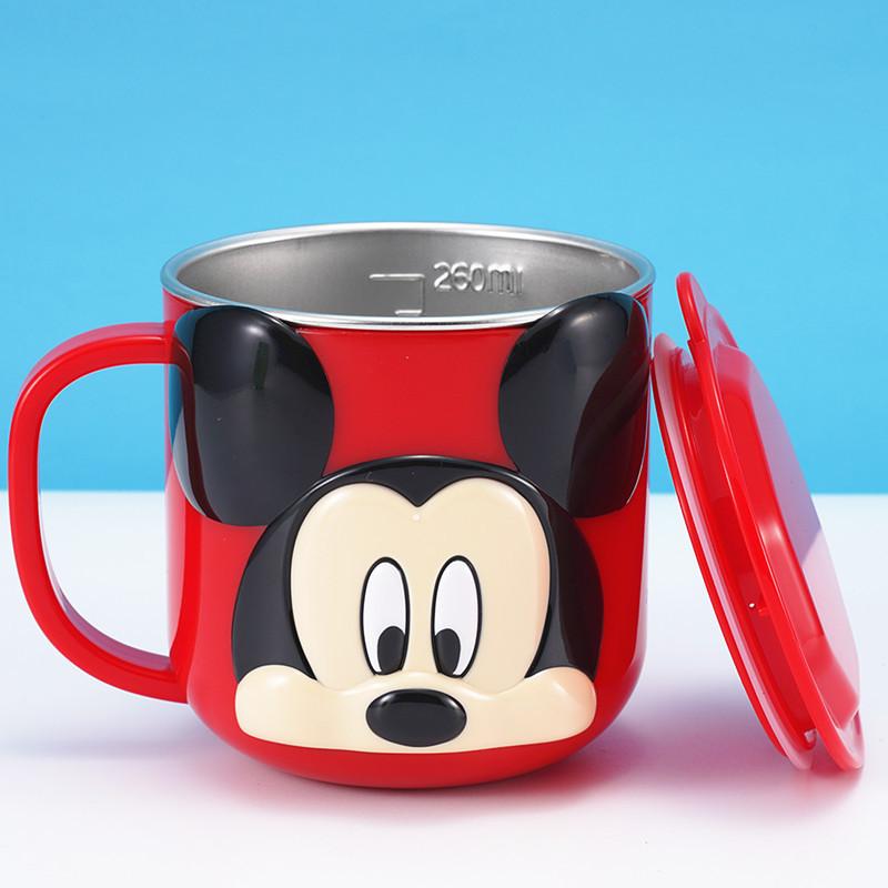 Disney Tasse Edelstahl Innen herausnehmbar Wasserbecher Verbrühschutz und Auslaufsicher Milchkaffeebecher mit Skala Tragbar Wiederverwendbare Tasse