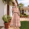 M276# Middle East Lace Applique Shirt & Loose A-line Long Skirt Set for Women