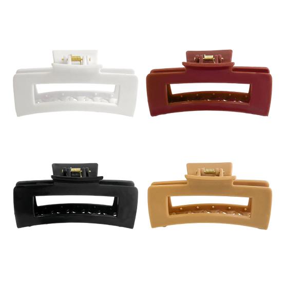 1/4Pcs Women Hair Claw Soft Silicone Anti-slip Teeth Back Head Hair Clip Geometric Shape Pain-Free Wear Hair Clamp