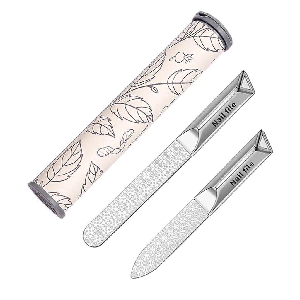 AioBos Nail Stainless Professional Nail File for Quick Nail Includes Storage Box File, Double-Sided Polisher, High-Quality Steel, Polishing, Unisex,