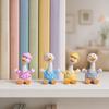 PVC Duck Figurine 4Pcs Mini Cartoon Figurines, Cute Polka-dot Pajamas Statues, Miniature Figures Macaron Animal Ornaments for Car Console Desktop