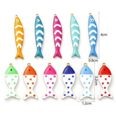 2 Pcs 304 Stainless Steel Ocean Jewelry Pendants Fish Animal 18K Gold Plated Double-sided Enamel Charms For DIY Neckalce Making