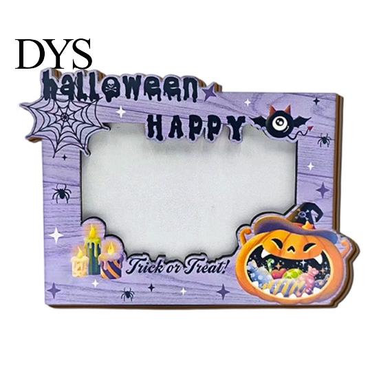 Creative Autumn Housewarming Gifts Halloween Wooden Photo Frame, Double Layer Wood Tabletop Picture Holder, Frames Display Stand for Home Holiday