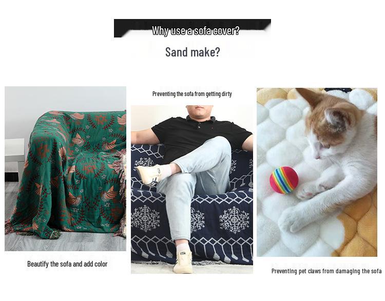 Skandynawski Pokrowiec na Sofę Całkowicie Bawełniany: Koc z gazy do użytku całorocznego
