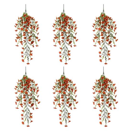 1/2/3/6Pcs Hanging Artificial Violet Flower UV Resistant Realistic Fake Flower Wedding Party Indoor Outdoor Garden Wall Hanging Faux Flower Decoration