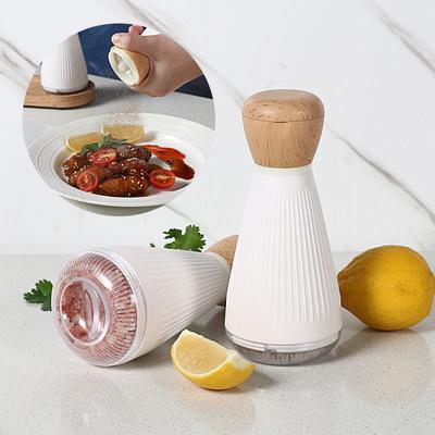 Manual Salt and Pepper Grinder Set Ceramic Grinder with Bamboo Stand Adjustable Coarse Salt and Pepper Mills Kitchen Gadgets