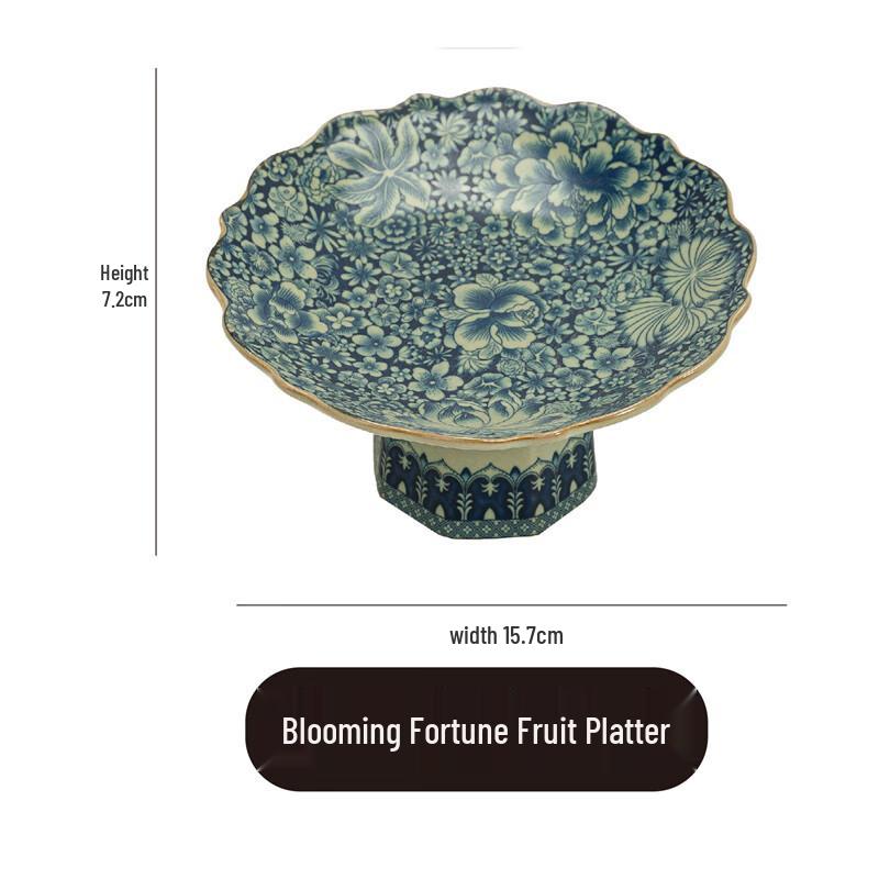 Chinese Style Ceramic High-Foot Serving Plate