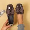 Fashion Bowknot Slip On Loafers for Women Solid Color Patent Leather Shoes Woman Comfort Soft Sole Platform Loafers