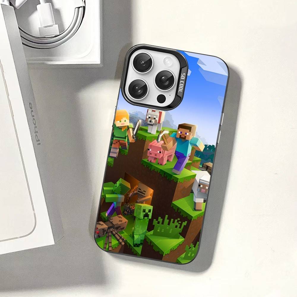 Game M-Minecraft Phone Case For IPhone 17 16 15 14 13 12 11 Pro Max Plus Color Silver Cover