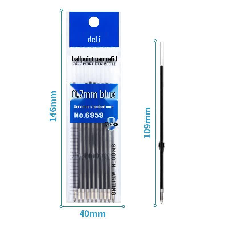 Deli 6959 0.7mm Blue Ballpoint Pen Refills