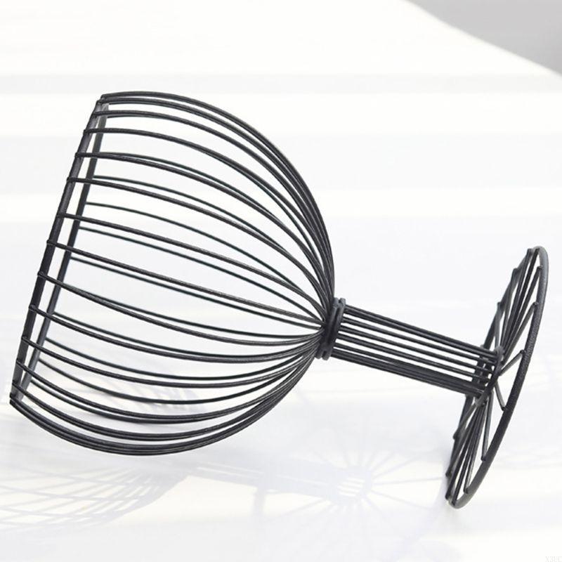 Fruit Basket Vegetable Bowl like Wine Cup Geometric Hollow Iron Crafts Home Livi X3UC