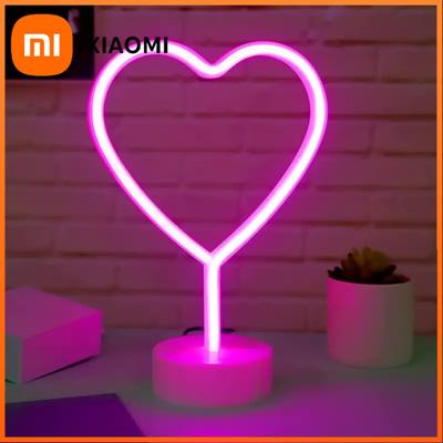 1pc Pink Neon Heart Light LED Neon Signs Night Light With Base Battery Powered Neon Table Light Suitable For Home Bedroom Party