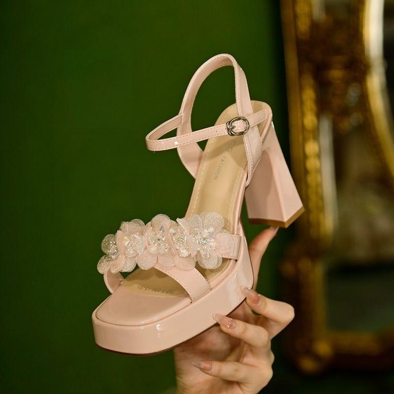 

French high heels thick heel 2025 summer new versatile fairy with skirt high sense platform sandals women s outer wear 39