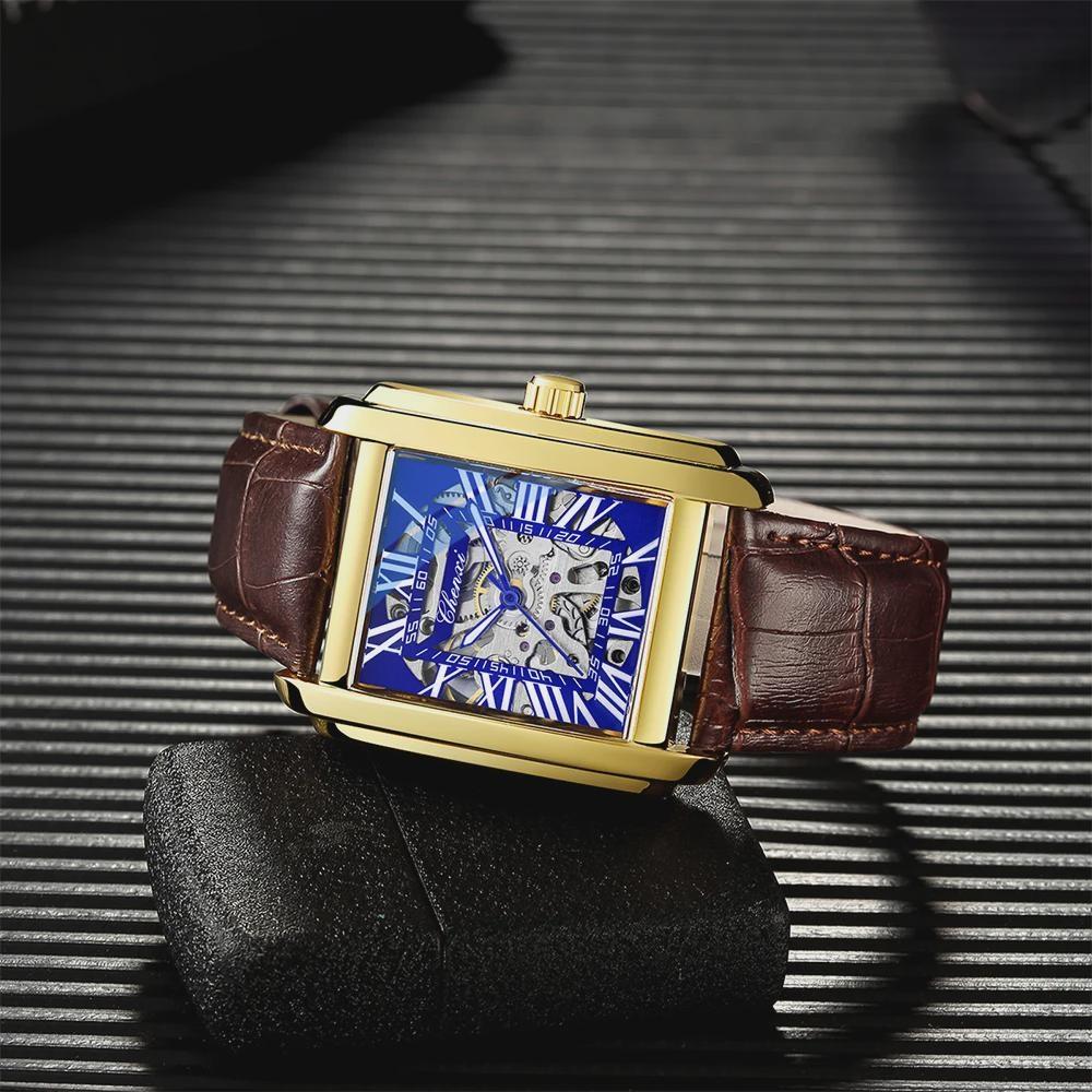 Chenxi Relógio Automático de Ouro de Luxo Masculino Business À Prova d'Água Esqueleto Tourbillon Mecânico de Pulso
