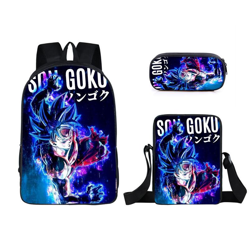 Animation seven dragon ball backpack, primary and secondary school schoolbag, satchel, shoulder bag, pencil case three-piece set