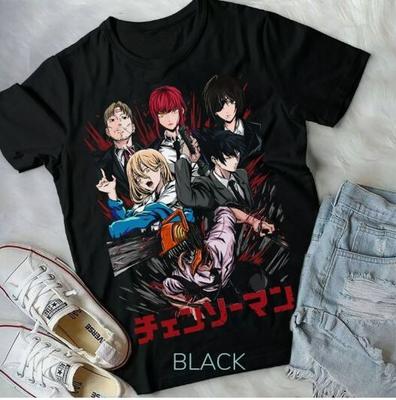 Chainsaw Man New T-Shirt,Denji and Makima T-Shirt Men & Women All Size Black