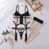 Damen Sexy Dessous-Set, Mit Metallkette Verziert, Durchsichtiges Netz Slim Fit Outfit Mit Strümpfen