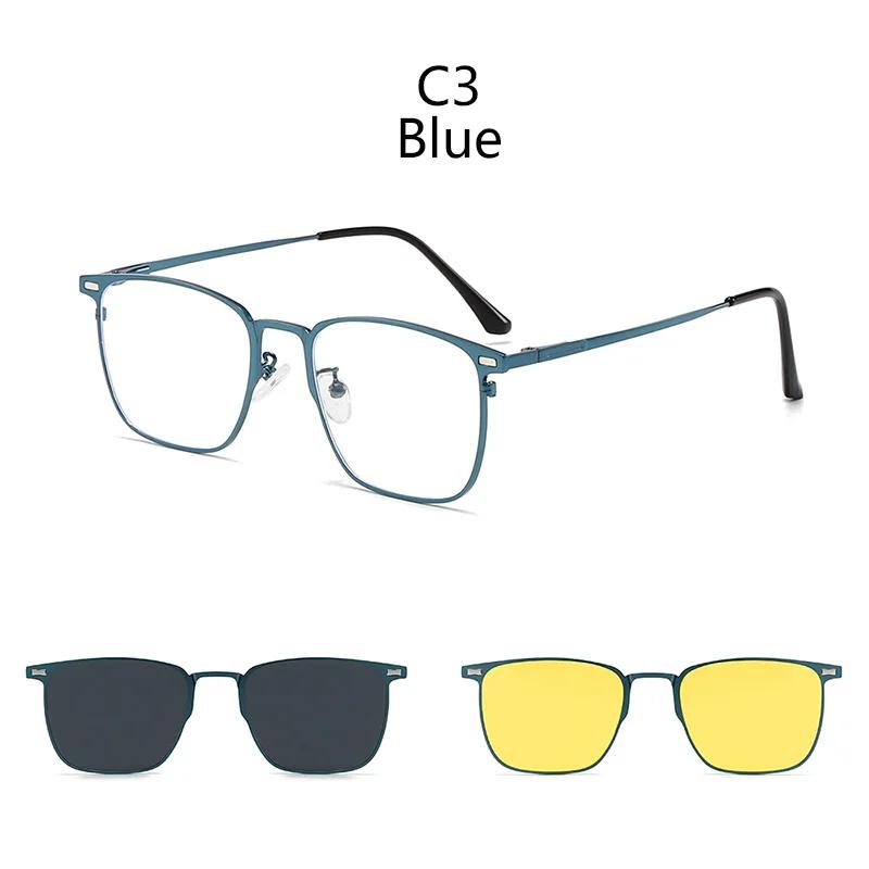 3 In 1 Polarized Magnetic Sunglasses Men Clip On Glasses Women Shade Driving Prescription Myopia Optic Frame No Diopter
