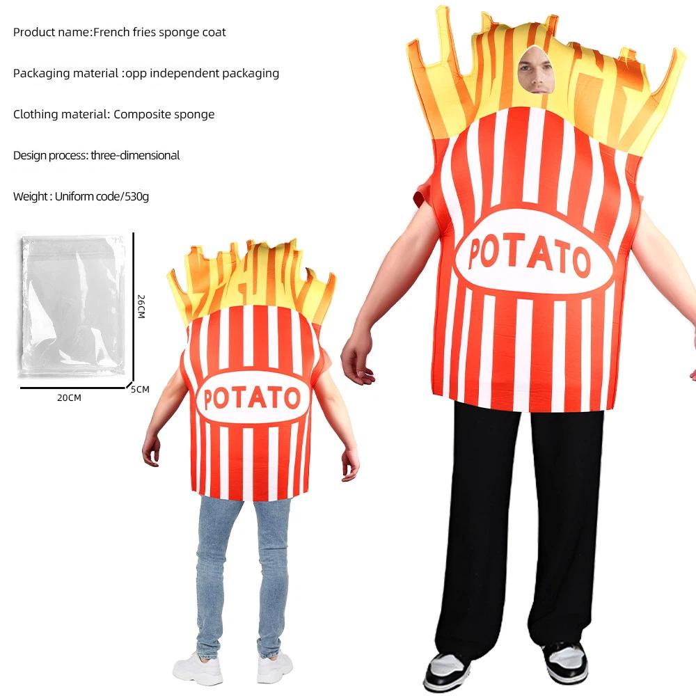 Funny Food Shape Costume Jumpsuit Sponge Novelty Outfit Halloween Carnival Fancy Dress For Party Role‑Play Stage Performance One‑Size