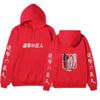 Attack on Titan Unisex Fleece Hoodie Front Japanese Text, Back Wings of Freedom Logo Autumn Winter Casual Pullover