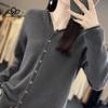 Women  Spring And Summer V-neck Loose Knit Cardigan Pure Wool Slimming Temperament Sweater Casual Style Sweater
