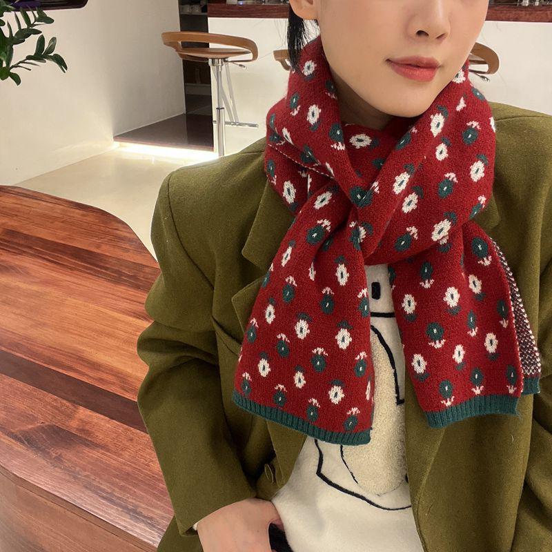 

Праздничный красный вязаный рождественский шарф в корейском стиле – Теплая осенне-зимняя грелка для шеи 160cm