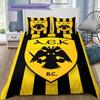 AEK BC 3Pcs Bedding Set, Duvet Cover with 2 Pillowcases, Black Yellow Stripe Shield Print Bed Linens, No Comforter No Pillow Core