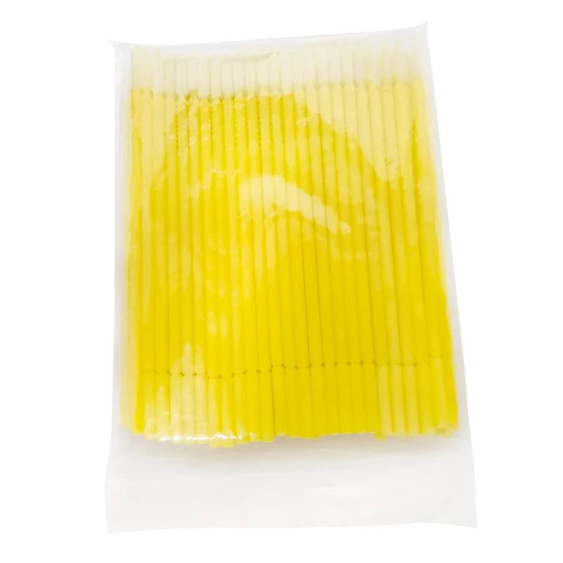 

100 шт./уп. Гибкие микробраши Одноразовые микроаппликаторы Наращивание ресниц Кисть для очистки клея для ресниц для ресниц жёлтый