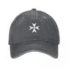 CROSS MALTA Cruz Maltesa Amalfi Cruz Maltesa Caballeros Hospitalarios BLANCO sobre NEGRO Gorra de Béisbol Sombrero de Lujo Unisex Mujeres