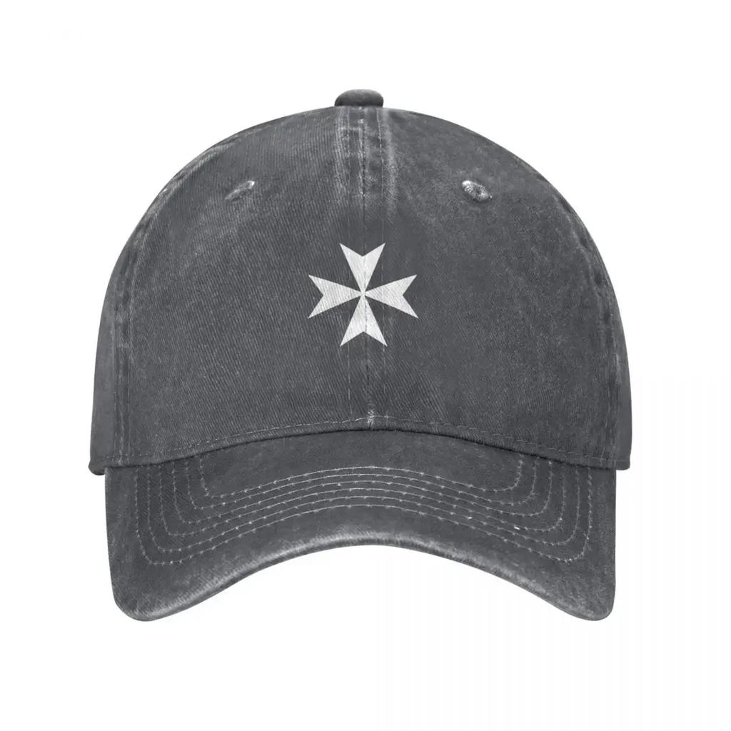 CROSS MALTA Cruz Maltesa Amalfi Cruz Maltesa Caballeros Hospitalarios BLANCO sobre NEGRO Gorra de Béisbol Sombrero de Lujo Unisex Mujeres