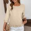 Women's Short-sleeved Round-neck Solid Color Tops Loose European And American Lace Sleeves Shirt