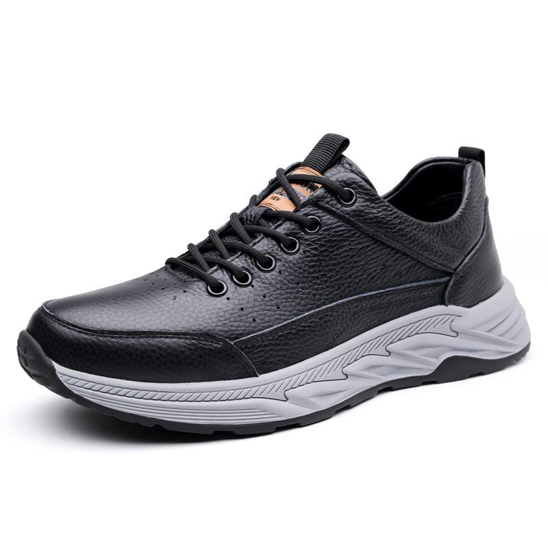 New men's casual shoes breathable first layer cowhide deodorant sports casual board shoes daily versatile white shoes genuine leather