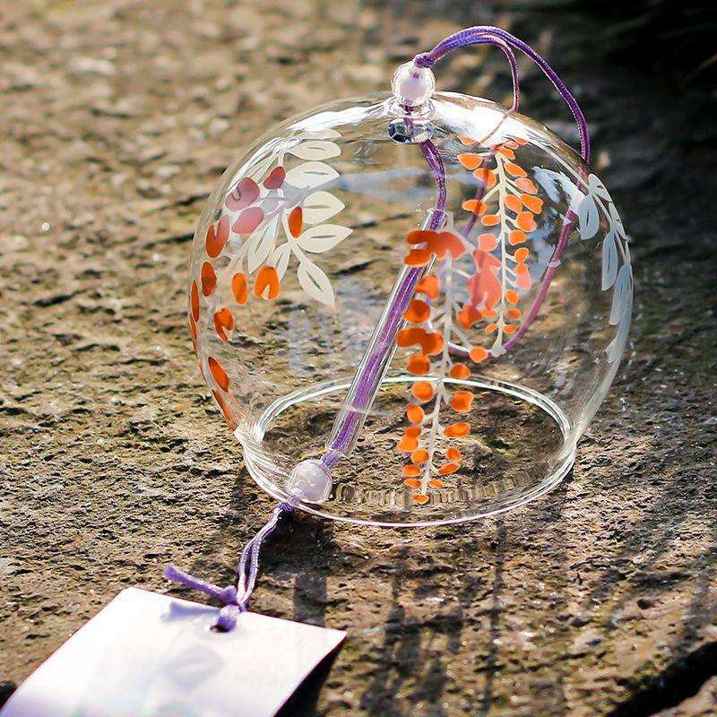 Cherry Blossom Glass Wind Chime - DIY Transparent Hanging Ornament