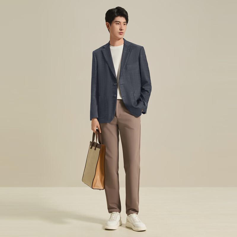 Seven Men's Pure Wool Textured Jacquard Business Blazer