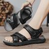 Brand Men Summer New Sandals and Slippers Men's Leather Sandals Adult Thick-soled Beach Shoes Non-slip Open-toe Leather Sandals