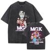 Vintage Washed MGK Lost Americana Tour  Print Tshirts Men Women Harajuku High Quality Fashion Oversized Cotton T Shirt