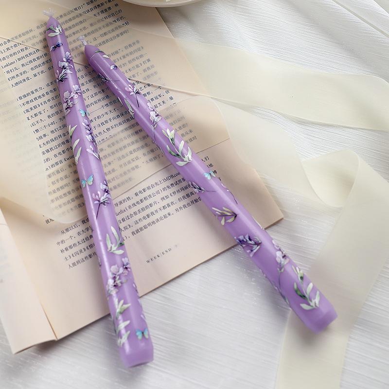 

25 см печатная длинная свеча на шесте европейская романтическая свеча для ужина, свадьбы, фестиваля, свадьбы, дома бездымная свеча