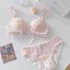 Japanese sweet pure desire bow girls underwear lace small breasts gathered anti-drop no steel ring bra