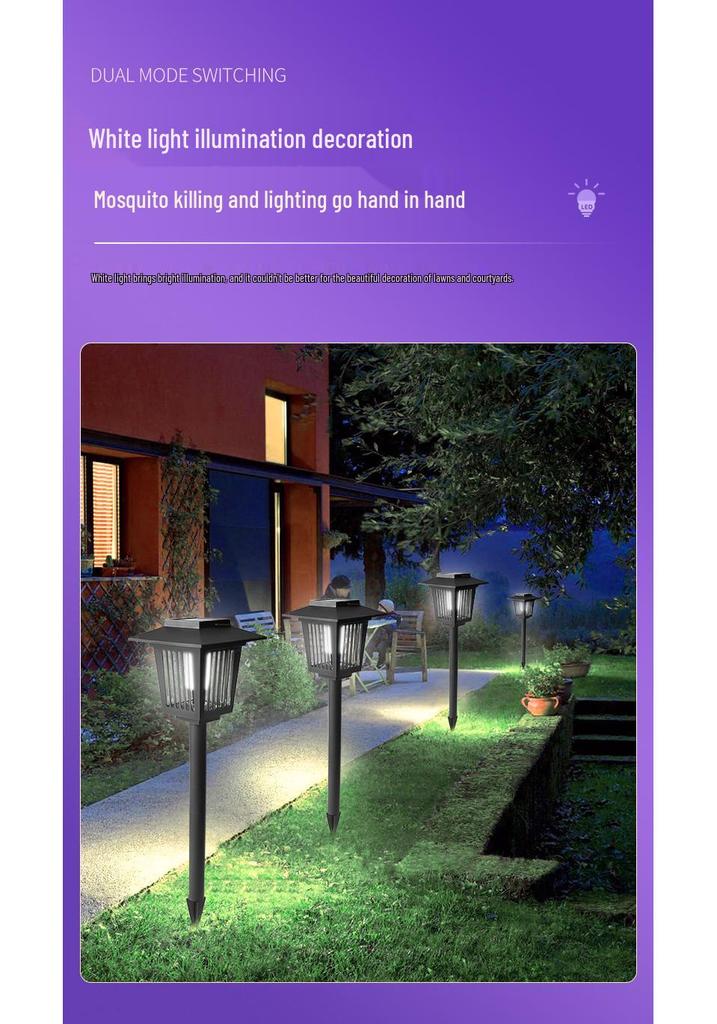 Waterproof Outdoor Solar Mosquito Killer Lamp for Home & Camping - Electric Shock Repellent Device