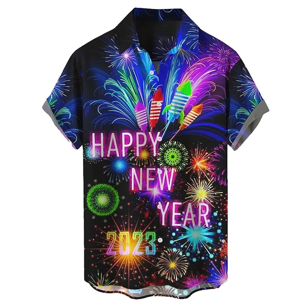 Summer Large Size Men's Casual Fashion 3D Digital Printing Short Sleeve Shirt Men's