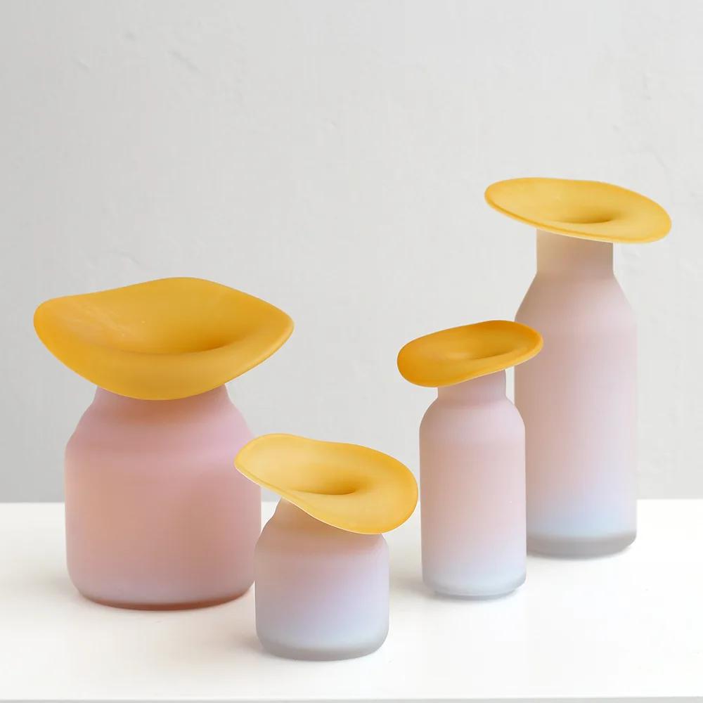 

Glass Vase Gradient Color Hand-made Glass Bottle Floral Accessories Hydroponics Terrarium Abstract Flower Vase Home Decoration