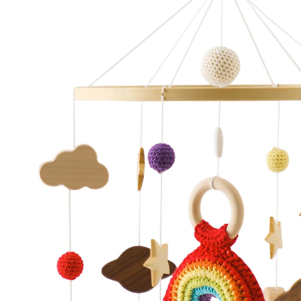 Adorable Baby Crib Mobile for Nursery Decor, Wooden Hanging Bed Bell Toy