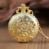 2pcs/set,1PC Fashion Men's ‘rose Pattern Design’quartz Pocket Watch & 1PC Mens Classic Golden Cross Necklace Pendant, Ideal Choice for Gifts